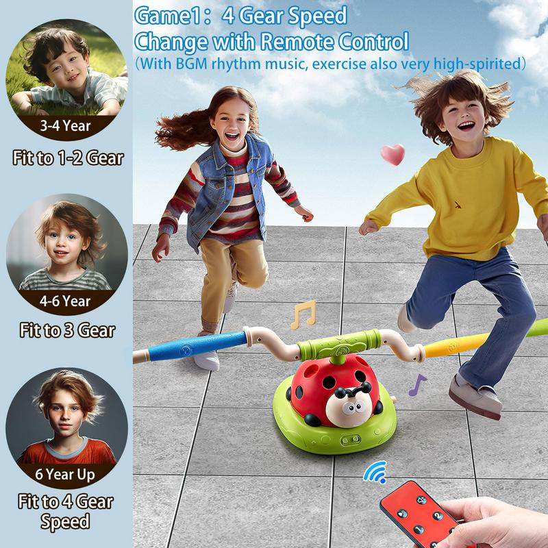 3 in 1 Musical Jump, Toss Ring Game and Stomping Launch Rocket Launcher for Kids Outdoor Toys with Remote Control, Indoor outside Toys for Ages 4-8 5-7 8-13 Gifts