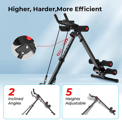 RELIFE REBUILD YOUR LIFE Adjustable Ab Machine, Foldable Ab Workout Equipment for Abs, Waist, Arms & Legs | Home Gym Beginner-Friendly Waist Trainer