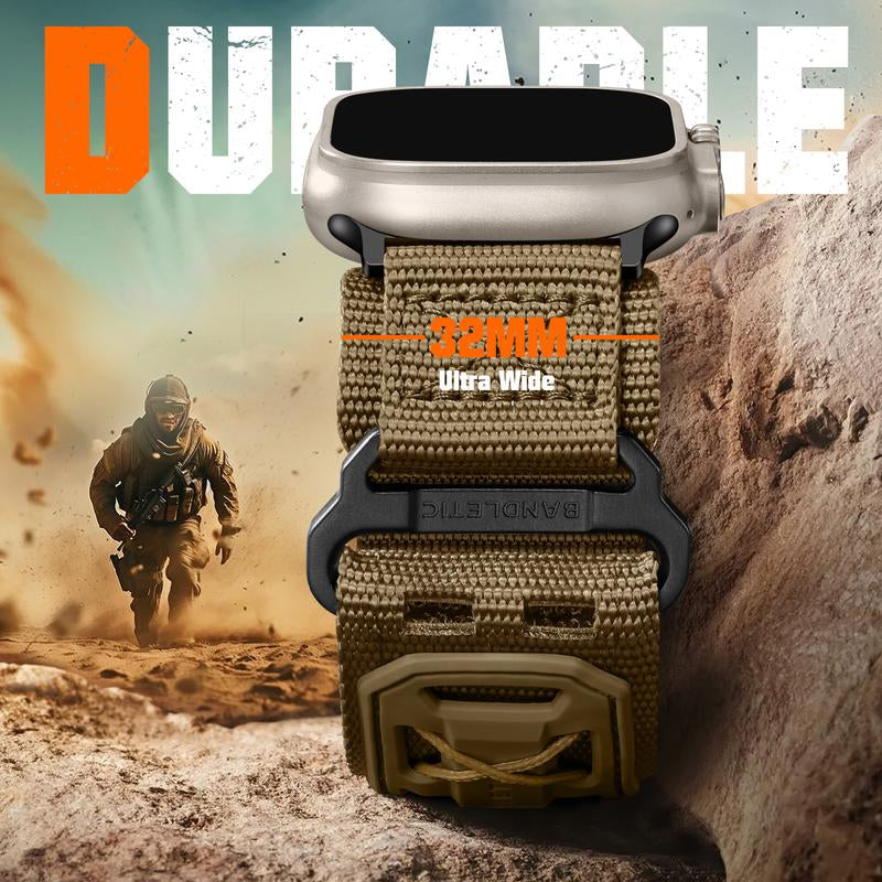 Compatible with Iwatch Ultra Band for Men Women, Wide Tactical Military Nylon Rugged Soft Sport Straps for Iwatch 49Mm(Ultra2),46Mm(Series 10),45Mm(9/8/7),44Mm(Se2/Se/6/5/4),42Mm(3/2/1)