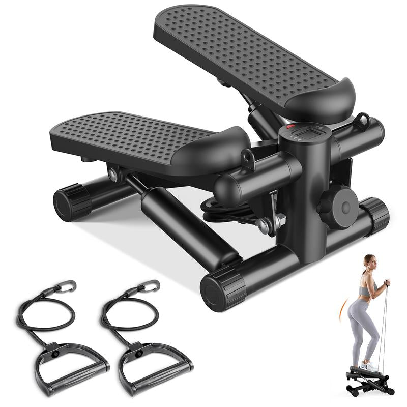 Steppers for Exercise at Home Workout Equipment, Mini Stepper Exercise Machine for Senior Citizens, Twist Stepper with Resistance Bands, Cardio Weight Loss Equipment Home Fitness