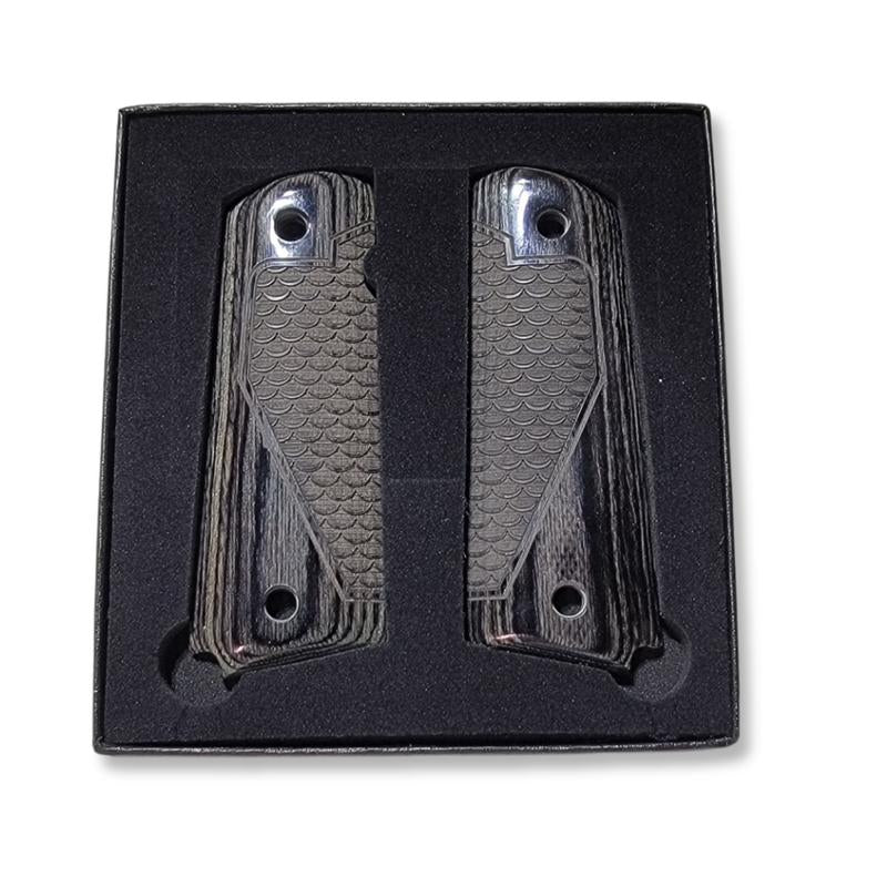 1911 Full-Size Colt and Clones Black Rosewood Grips with Dragon Scales Pattern