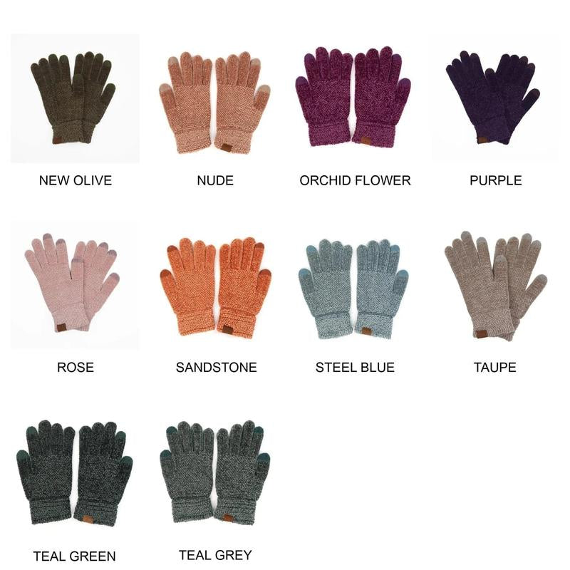 CC® Ultra-Soft Chenille Touchscreen Gloves - Stylish Winter Tech Gloves for Men & Women
