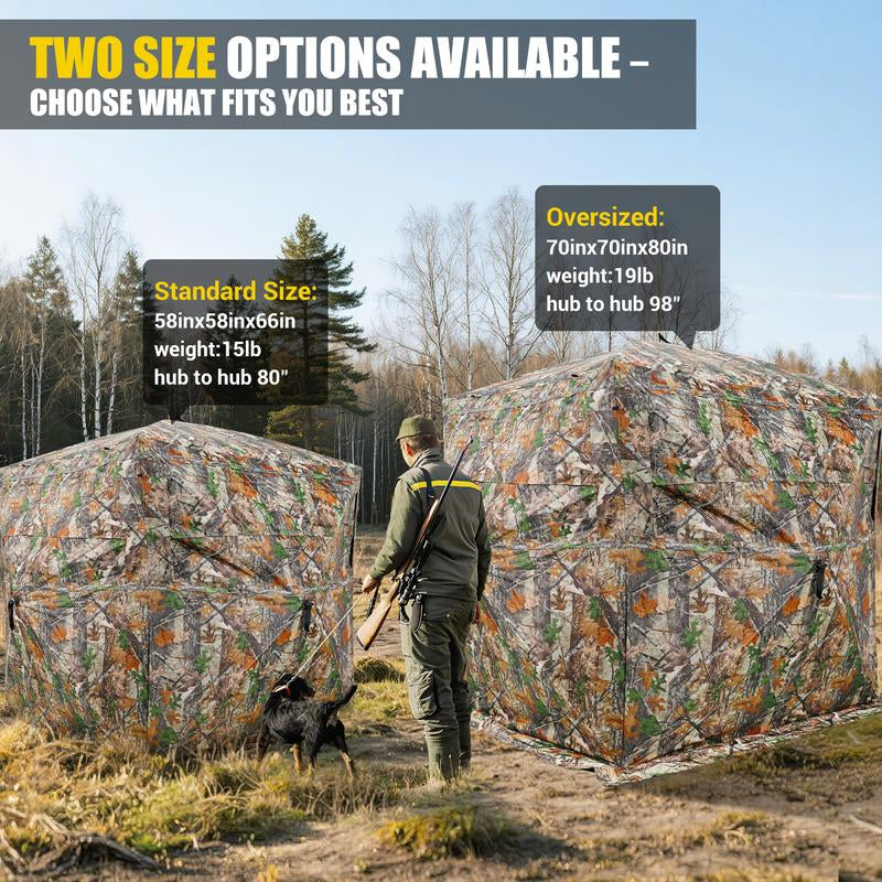 Hunting Blind with Silent Slid Door, 270/360 Degree See through Deer Blind for Hunting, Deer/Turkey Ground Blind with Carrying Bag