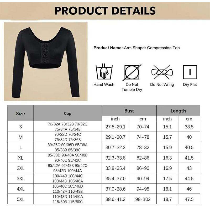 Upper Arm Shaping Sleeve Compression Tops for Women after Breast Surgery Push-Up Bra Shaping Cropped Tops, Body Shapers