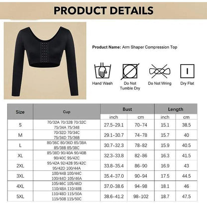 Upper Arm Shaping Sleeve Compression Tops for Women after Breast Surgery Push-Up Bra Shaping Cropped Tops, Body Shapers