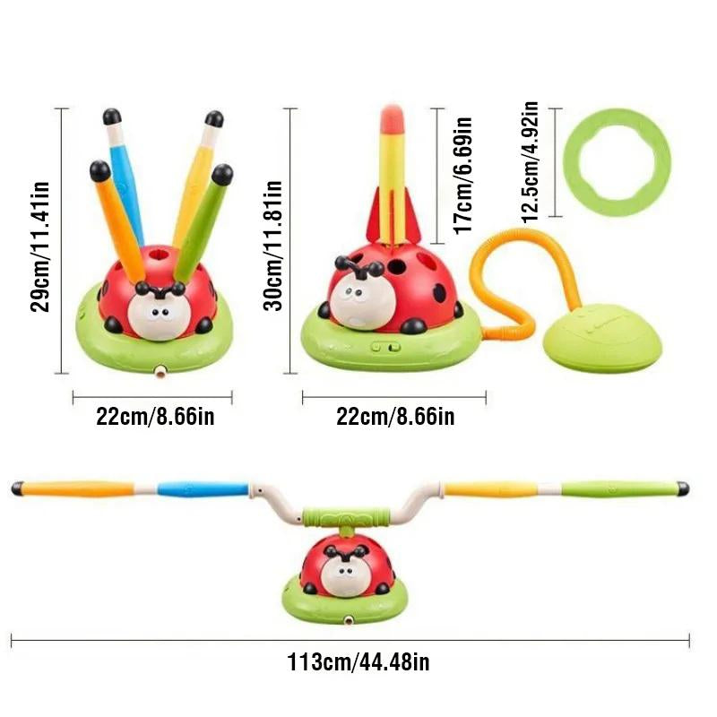 3 in 1 Musical Jump, Toss Ring Game and Stomping Launch Rocket Launcher for Kids Outdoor Toys with Remote Control, Indoor outside Toys for Ages 4-8 5-7 8-13 Gifts