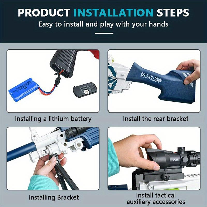 Lehui M249 Electric-Manual Dual Mode Soft Bullet Toy Foam Blaster, Rechargeable Chain Soft Bullet Blaster Launcher - for Outdoor Games & Toys Christmas Gifts, New Year Gifts