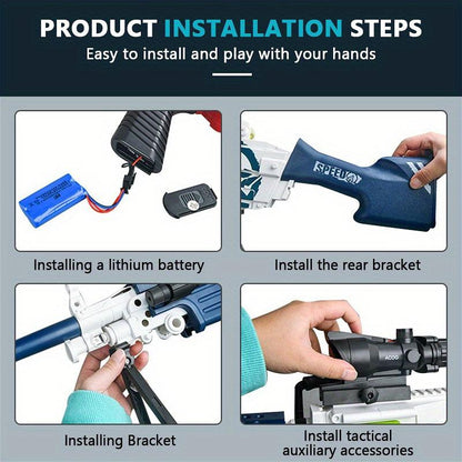 Lehui M249 Electric-Manual Dual Mode Soft Bullet Toy Foam Blaster, Rechargeable Chain Soft Bullet Blaster Launcher - for Outdoor Games & Toys Christmas Gifts, New Year Gifts