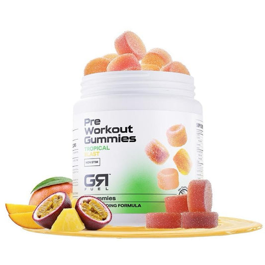Gymrat Pre Workout Gummies – Tropical Blast, Long Lasting, No Crash Vegan Energy & Focus Boost, USA Made & GMP Certified with Vasodrive-Ap and Vitamin B 12, for Men & Women