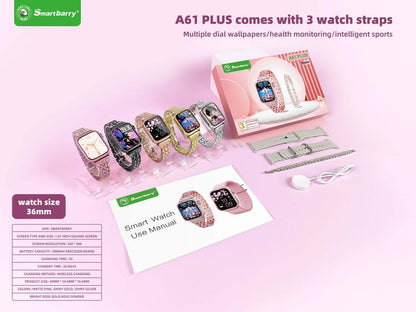 3-In-1 Gift Set 1.57 Inch Square Screen Multi-Functional Smart Watch - Touchscreen, Sleep Monitoring, Fitness Tracking, Wireless Charger, Wireless Call Answering, Music Control, Message Notification, Bracelet and Watch Band