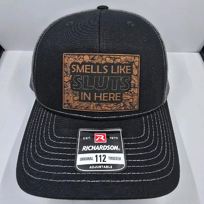 Smells like Sl*Ts in Here Hat, Richardson 112 Hat, Snapback, Trucker Hat, Leatherette Patch Hat