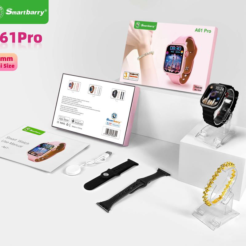 3-In-1 Gift Set 1.57 Inch Square Screen Multi-Functional Smart Watch - Touchscreen, Sleep Monitoring, Fitness Tracking, Wireless Charger, Wireless Call Answering, Music Control, Message Notification, Bracelet and Watch Band