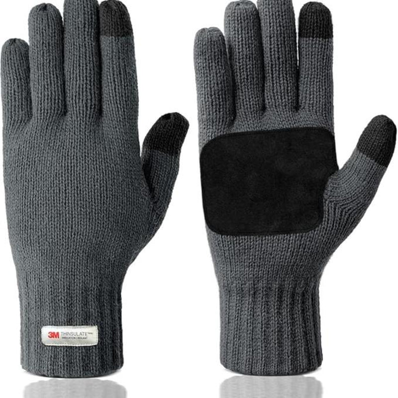 Evridwear Winter Warm Gloves for Men - Knitted Thermal Touchscreen Gloves with 3M Thinsulate Insulated Lining and Anti-Slip Grip