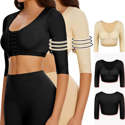 Upper Arm Shaping Sleeve Compression Tops for Women after Breast Surgery Push-Up Bra Shaping Cropped Tops, Body Shapers